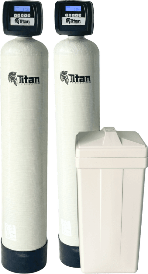 The Titan Water Solutions two-tank well water system (AIO tank and softener/filter tank) with salt tank
